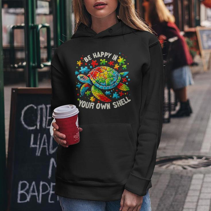 Be Happy In Your Own Shell Autism Awareness Rainbow Turtle Women Hoodie Unique Gifts