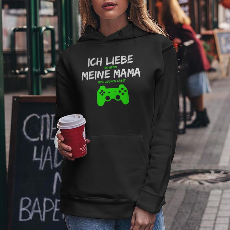 Ich Liebe Es Wenn Meine Mama Mich Zocken Lässt Kapuzenpullover für Damen Lustige Geschenke