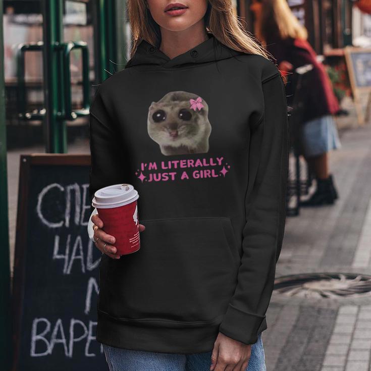 I'm Literally Just A Girl Sad Hamster Humour Meme Women Hoodie Unique Gifts