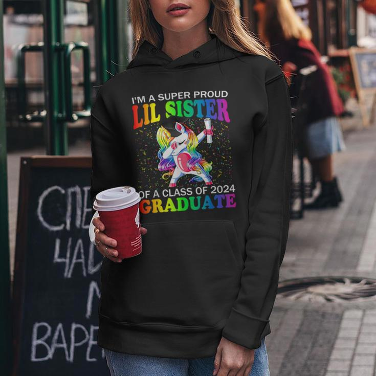 I'm A Super Proud Lil Sister Of A Class Of 2024 Graduate Women Hoodie Funny Gifts