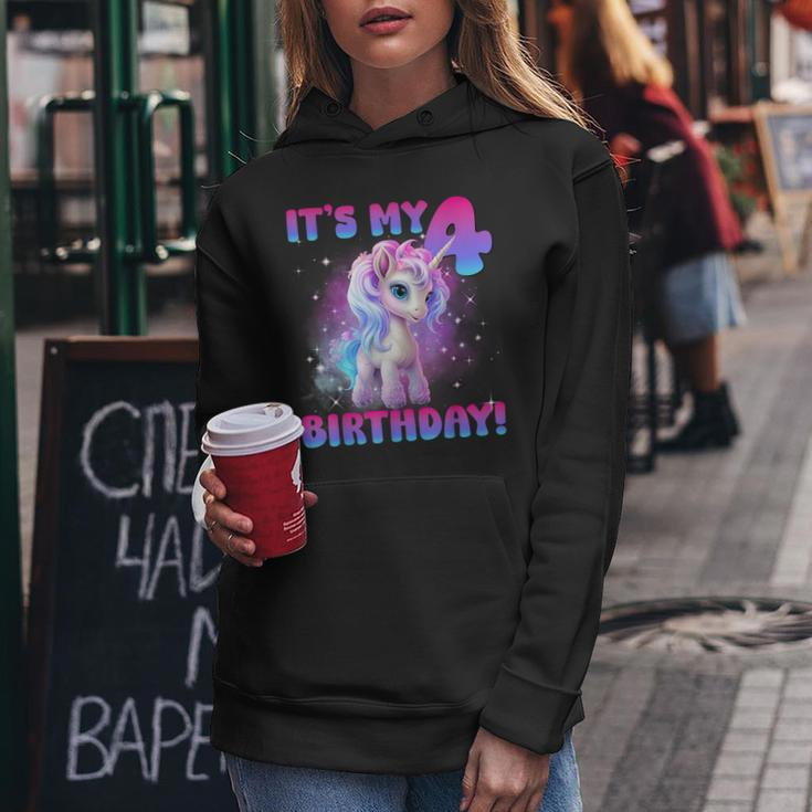 Its My 4Th Birthday Girl Unicorn Family Party Decorations Women Hoodie Funny Gifts