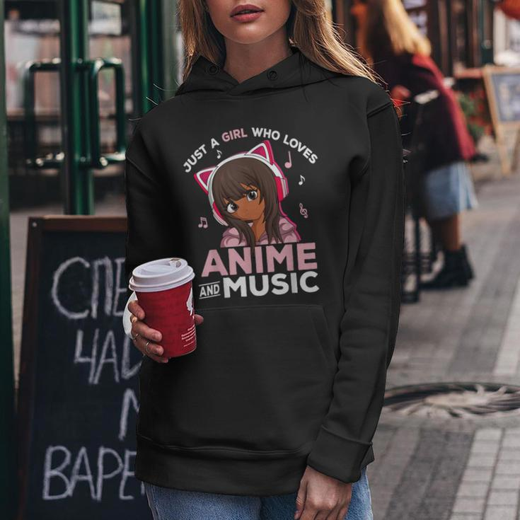 Just A Girl Who Loves Anime And Music Black Girl Anime Merch Women Hoodie Unique Gifts