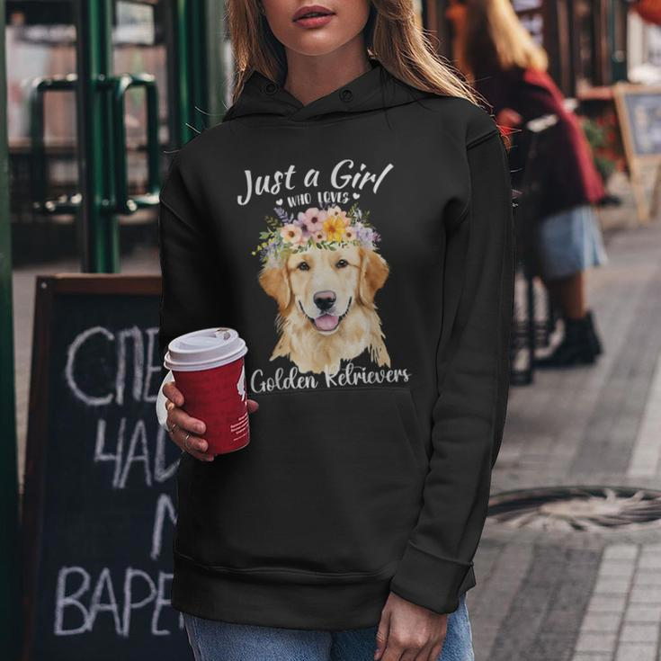Just A Girl Who Loves Golden Retrievers Girls Who Love Dogs Women Hoodie Funny Gifts