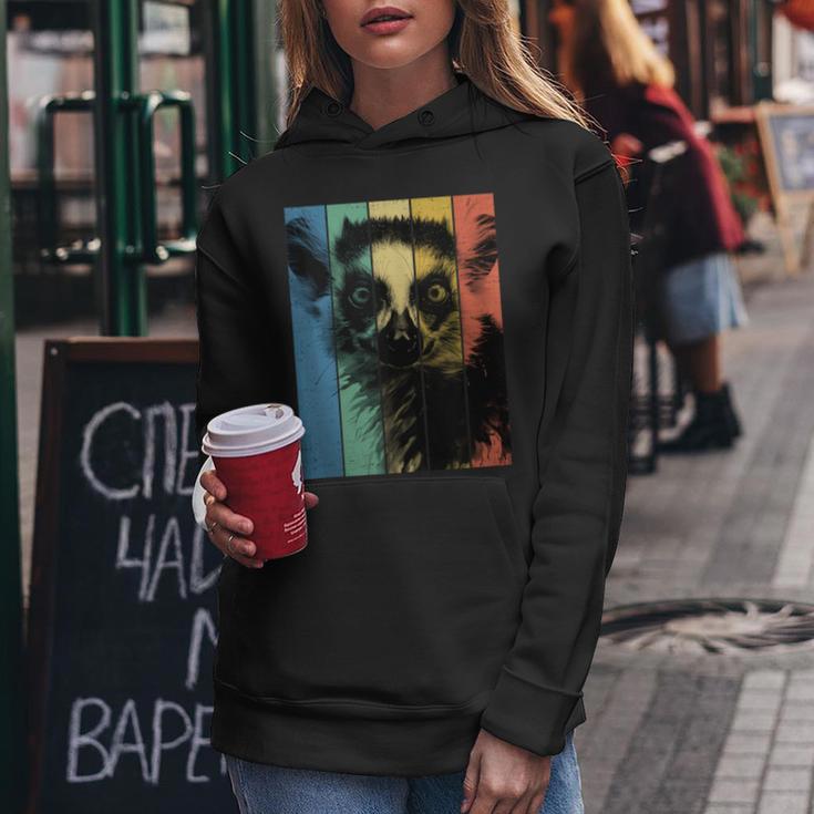 Lemur Porträtintage Stil Mama Papa Kapuzenpullover für Damen Lustige Geschenke