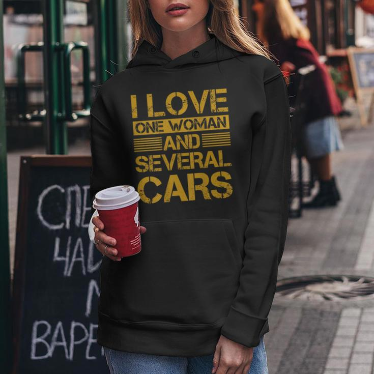 I Love One Woman And Several Cars On Back Women Hoodie Funny Gifts