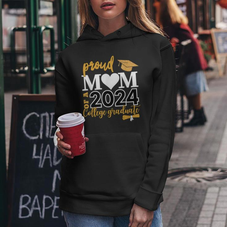 Loving Mom 2024 My Mom Is A Proud 2024 College Graduate Women Hoodie Funny Gifts