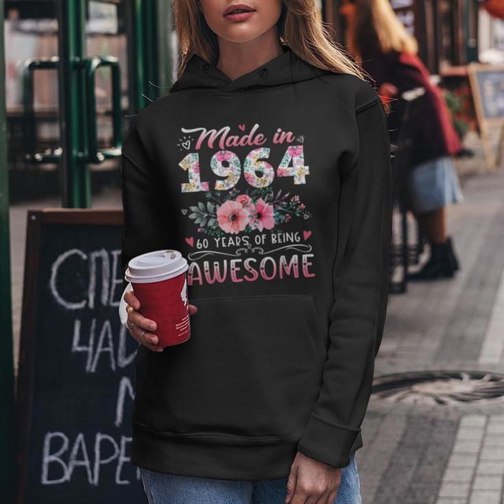 Made In 1964 Floral 60Th Birthday 60 Years Of Being Awesome Women Hoodie Personalized Gifts