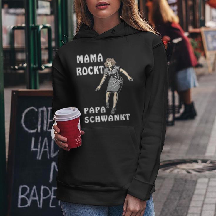 Mama Rockt Papa Schwankt Kind Familie Mama Kapuzenpullover für Damen Lustige Geschenke