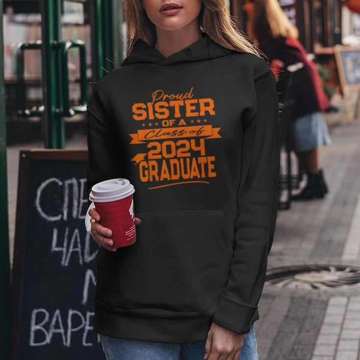 Matching Family Orange Proud Sister Class Of 2024 Graduate Women Hoodie Funny Gifts