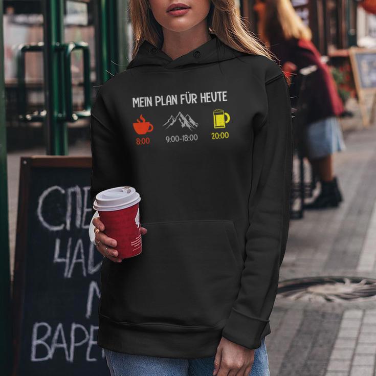 Mein Plan Für Heute Kaffee Berge Beer Hiking Alcohol Kapuzenpullover für Damen Lustige Geschenke