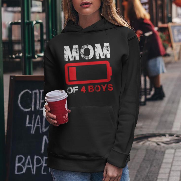 Mom Of 4 Boys Low Battery Mother's Day Women Hoodie Unique Gifts