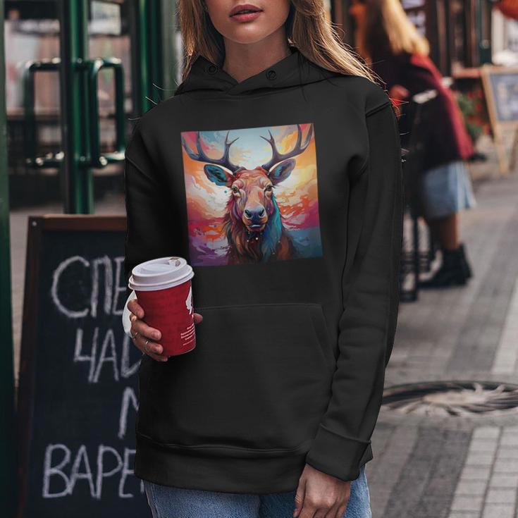 Moose Colorful Graphic Women Hoodie Unique Gifts