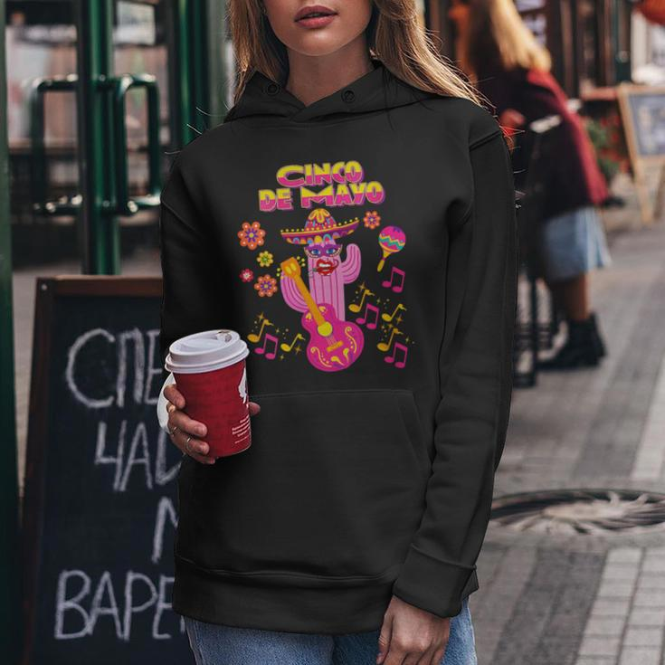 Pink Mexican Cactus With Guitar Dance In Cinco Mayo Party Women Hoodie Unique Gifts