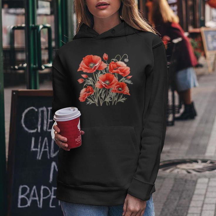 Poppy Flower Botanical Vintage Poppies Floral Women Hoodie Funny Gifts