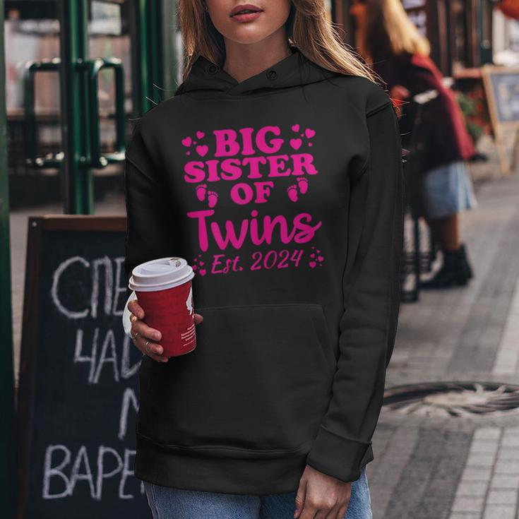 Promoted To Big Sister Of Twins Est 2024 Baby Announcement Women Hoodie Unique Gifts