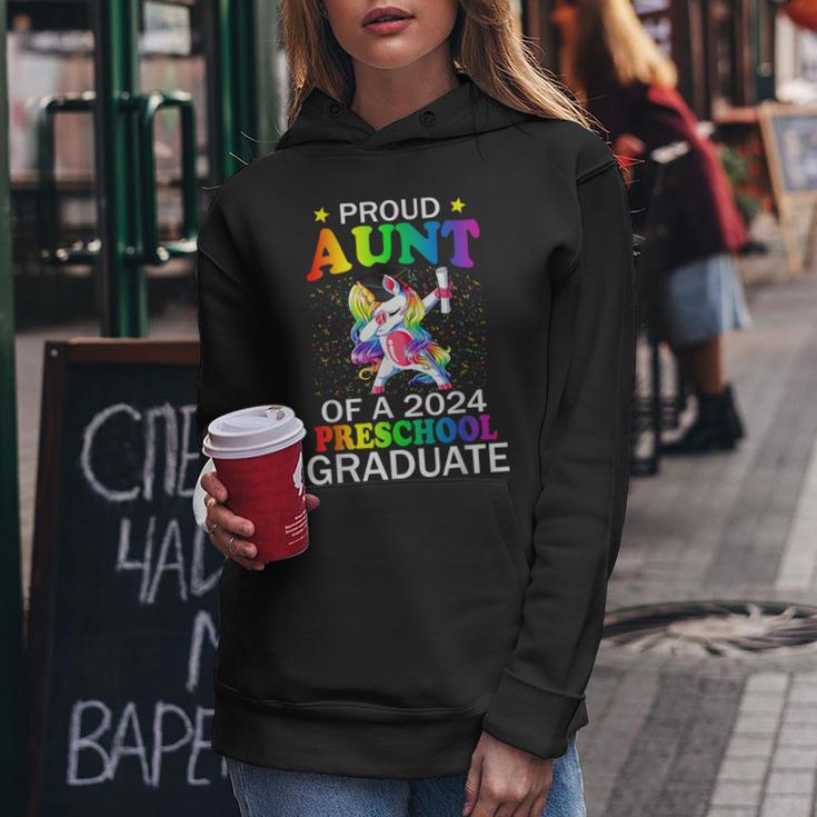 Proud Aunt Of A 2024 Preschool Graduate Unicorn Dab Women Hoodie Unique Gifts