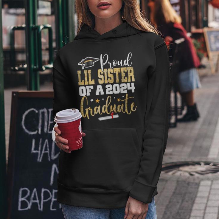 Proud Lil Sister Of A 2024 Graduate Class Senior Graduation Women Hoodie Unique Gifts