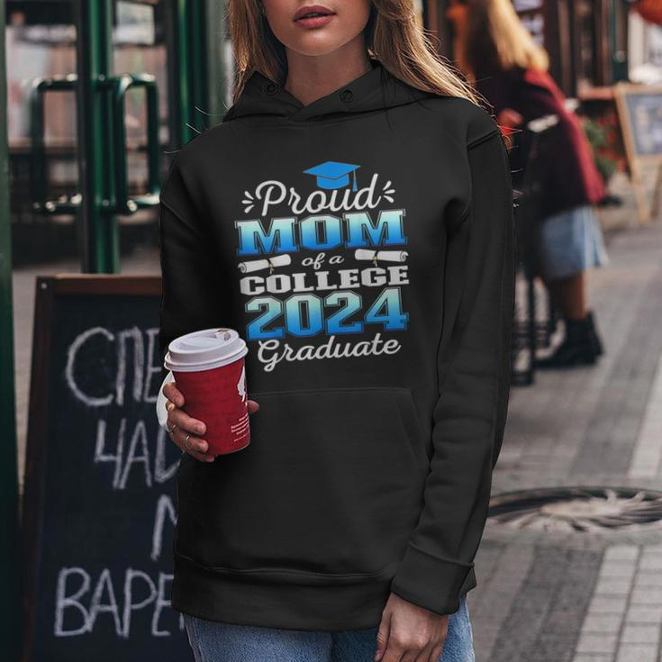 Proud Mom Of 2024 College Graduate Family 24 Graduation Women Hoodie Funny Gifts