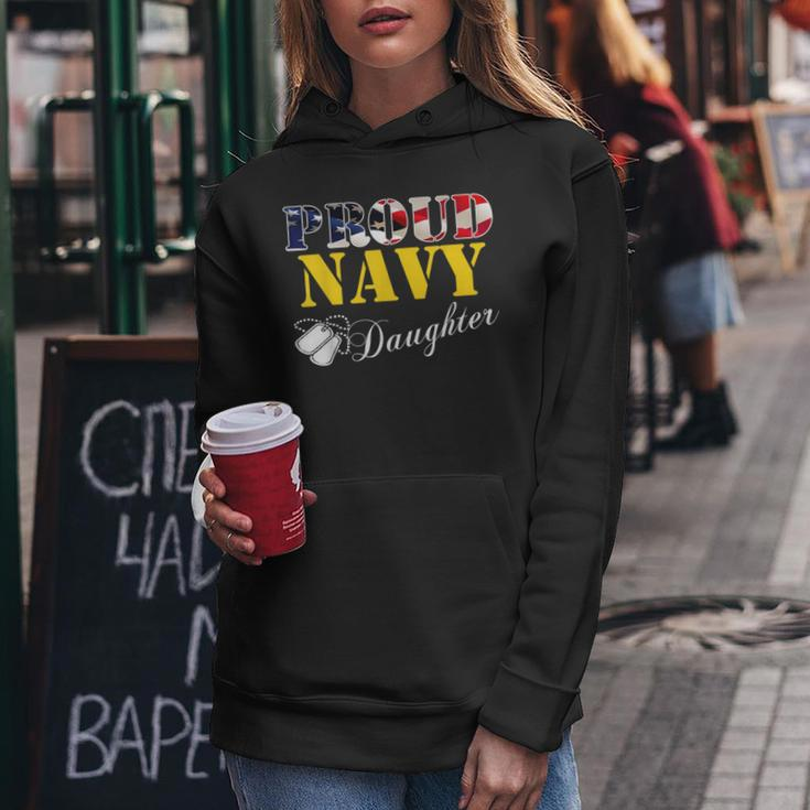 Proud Navy Daughter With American Flag Veteran Women Hoodie Unique Gifts