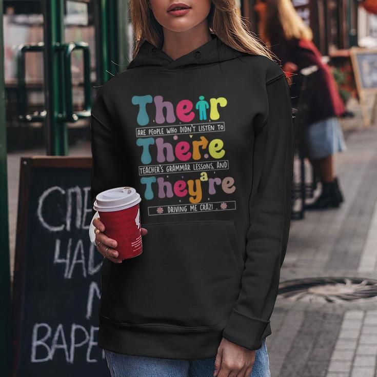 There Their They're English Teacher Grammar Memes Women Hoodie Unique Gifts