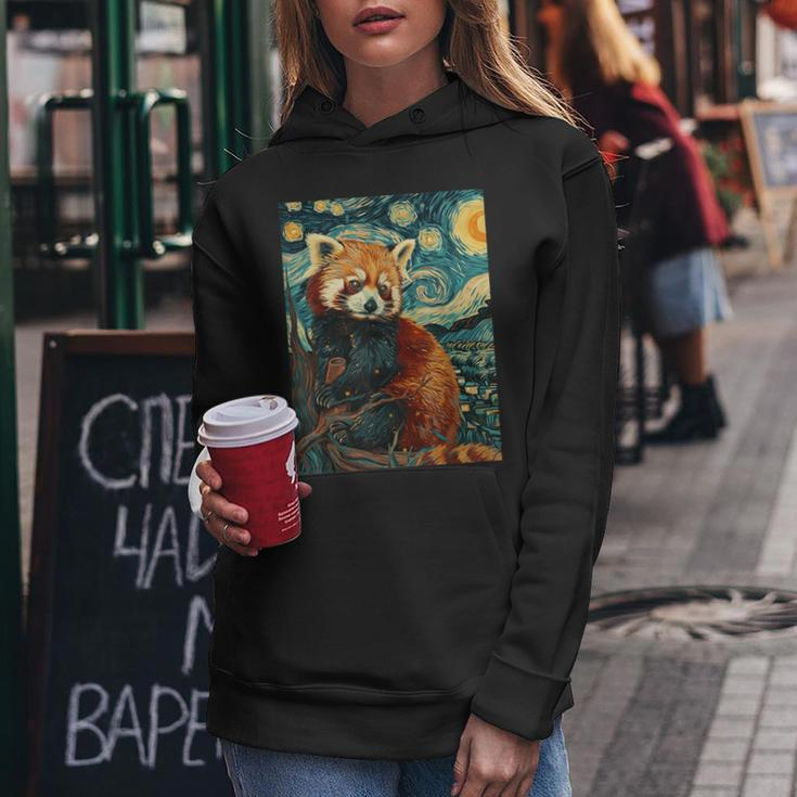 Red Panda Starry Night Van Gogh Style Graphic Women Hoodie Personalized Gifts