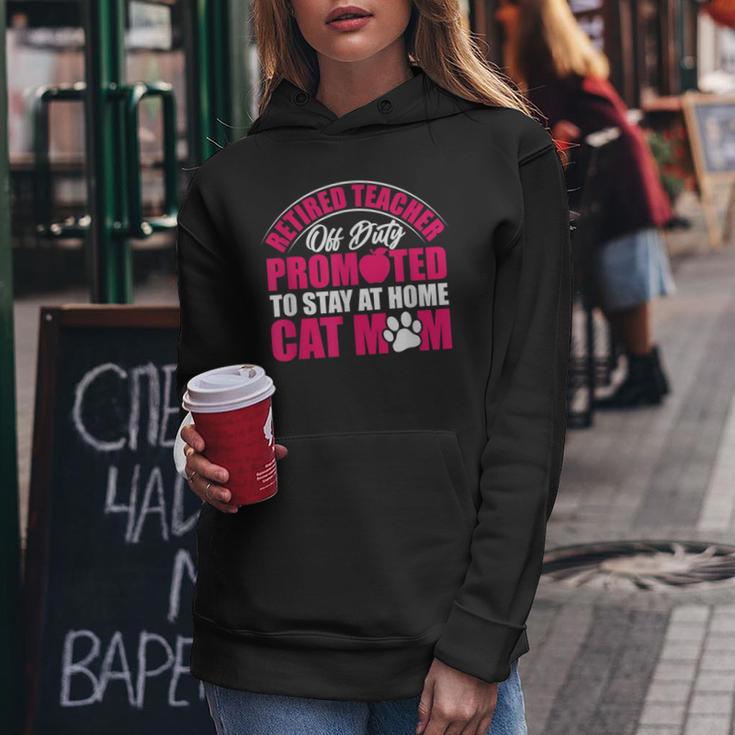 Retired Teacher Cat Lover Mom Retirement Life Graphic Women Hoodie Unique Gifts