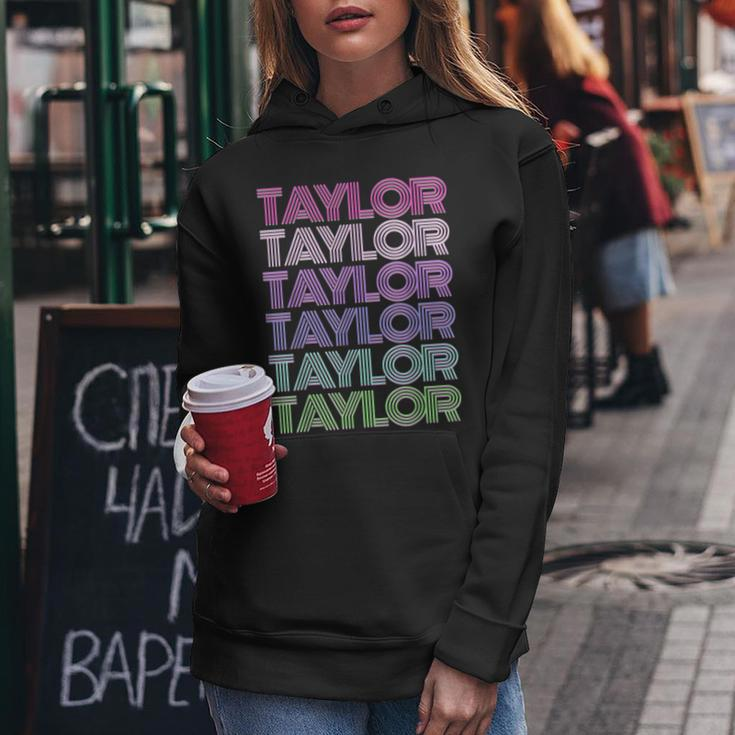 Retro First Name Taylor Girl Boy Surname Repeated Pattern Women Hoodie Funny Gifts