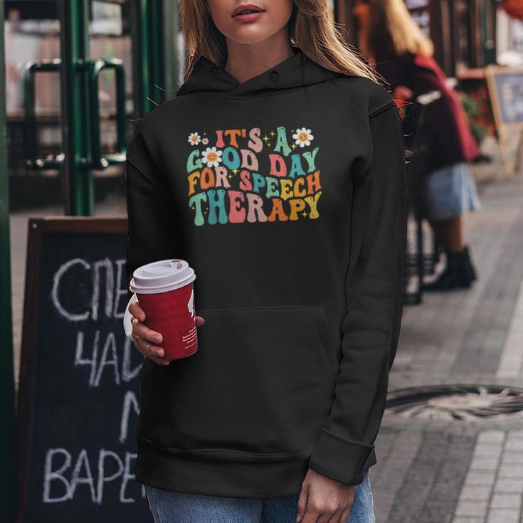 Retro Groovy It's A Good Day For Speech Therapy Smile Face Women Hoodie Unique Gifts