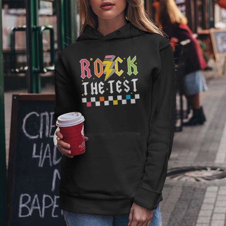 Rock The Test Testing Day Retro Teacher Student Women Hoodie Unique Gifts