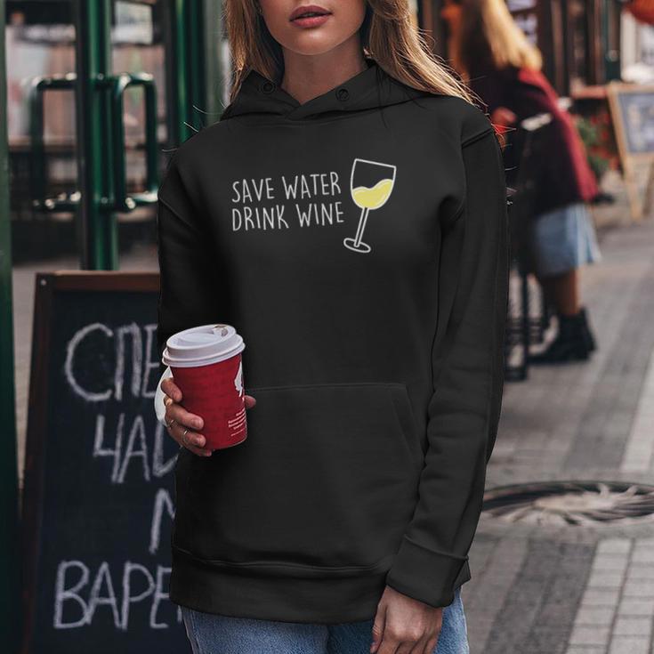 Save Water Drink Wine Spar Water Drinking Wine Am Pm Wine Fun Kapuzenpullover für Damen Lustige Geschenke