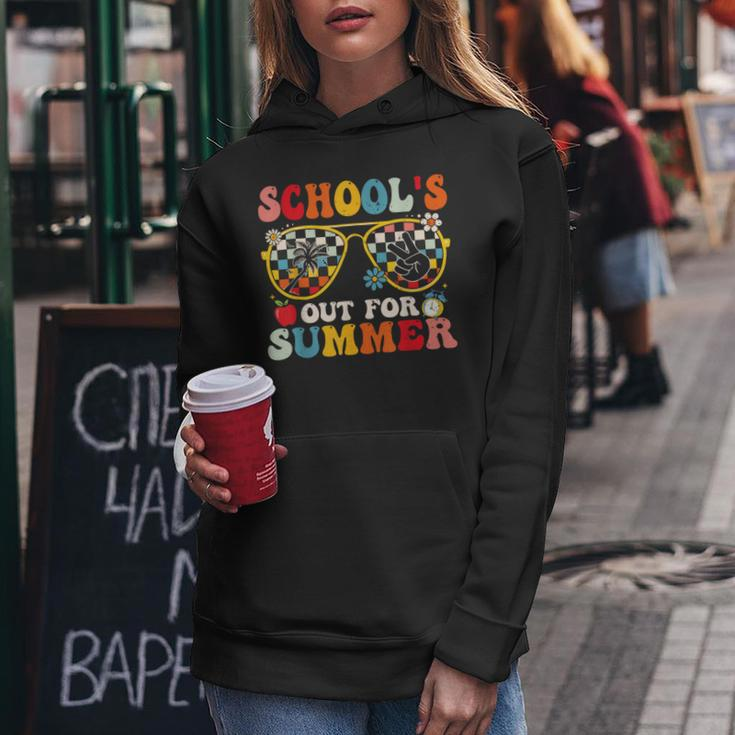 Schools Out For Summer Groovy Last Day Of School Teacher Women Hoodie Funny Gifts