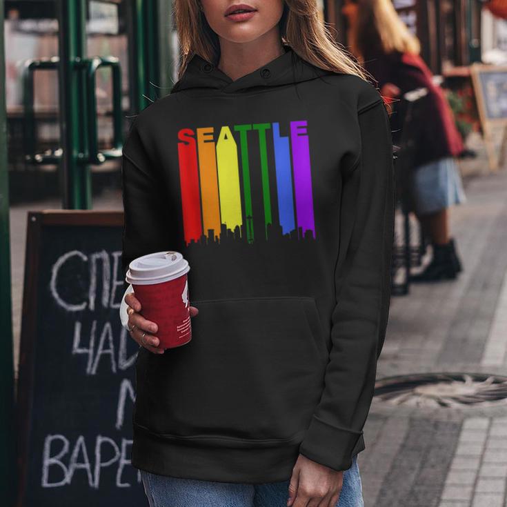 Seattle Washington Lgbtq Gay Pride Rainbow Skyline Women Hoodie Unique Gifts