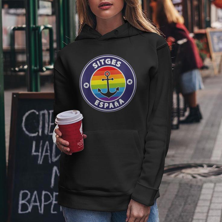 Sitges Spain Beach Retro Sailing Holiday Surfer Lgbt Souvenir Women Hoodie Unique Gifts