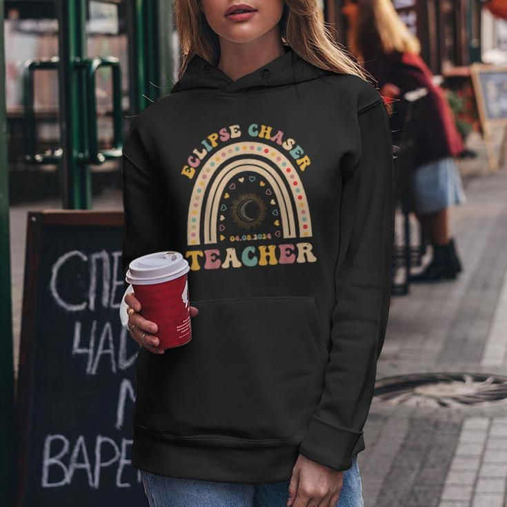 Solar Eclipse Chaser 2024 April 8 Teacher Teaching Educator Women Hoodie Funny Gifts