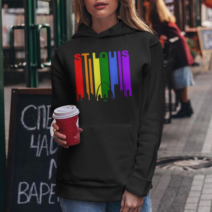 St Louis Missouri Lgbtq Gay Pride Rainbow Skyline Women Hoodie Unique Gifts