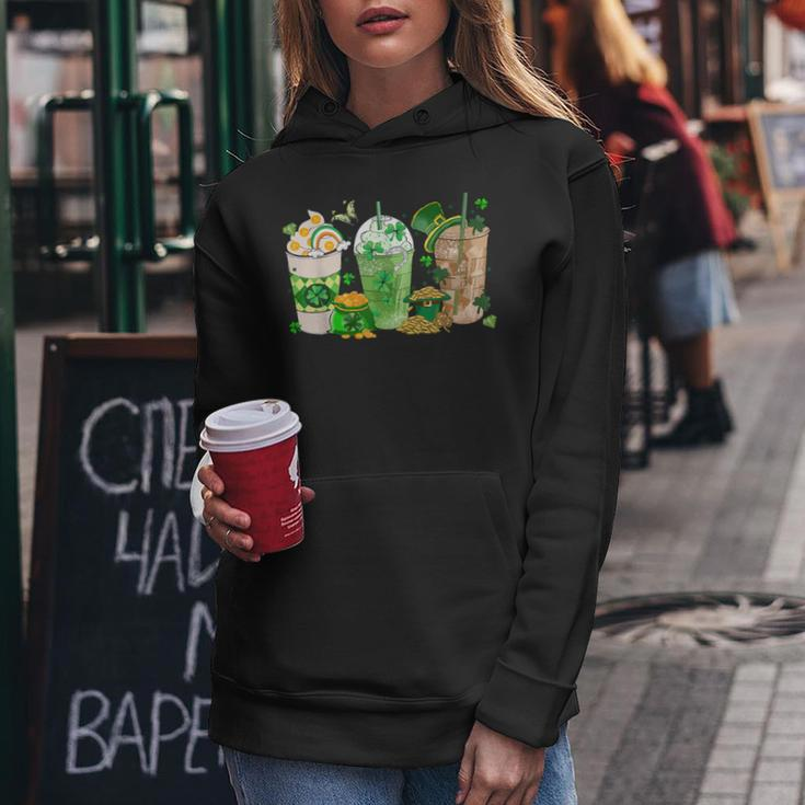 St Patrick's Day Ice Coffee Lover Irish Latte Lucky Coffee Women Hoodie Unique Gifts