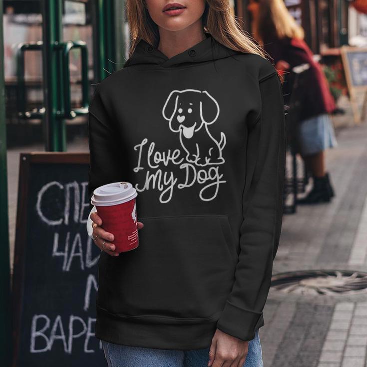 Süßes I Love My Dog Ich Liebe Meine Hund Outfit Hunde Mama Kapuzenpullover für Damen Lustige Geschenke