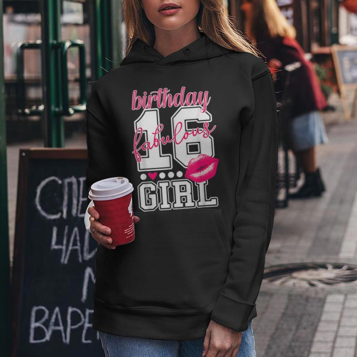 Sweet 16 16Th Birthday Fabulous Girl Pink Kiss Lips Women Hoodie Unique Gifts