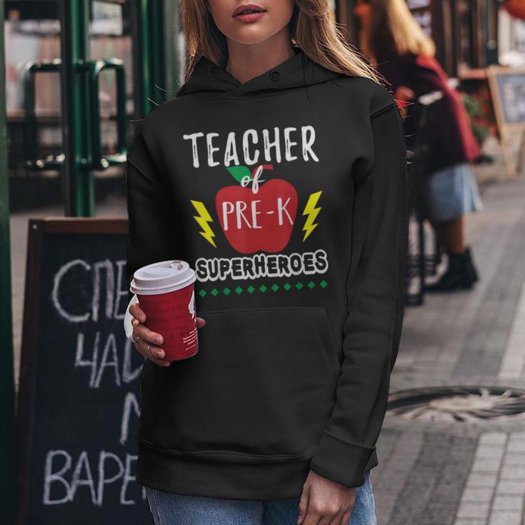 Teacher Of Pre K Superheroes Teacher TeamWomen Hoodie Unique Gifts