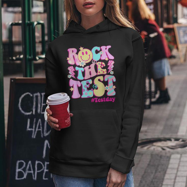 Testing Day Teacher Student Motivational Rock The Test Women Hoodie Unique Gifts