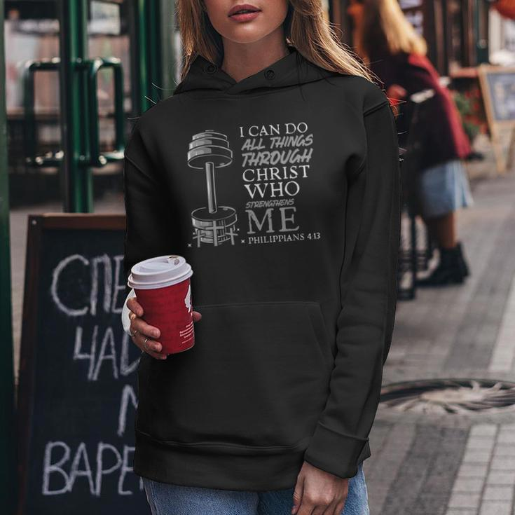 Can Do All Things Weightlifter Gym Christian Bible Verse Women Hoodie Funny Gifts