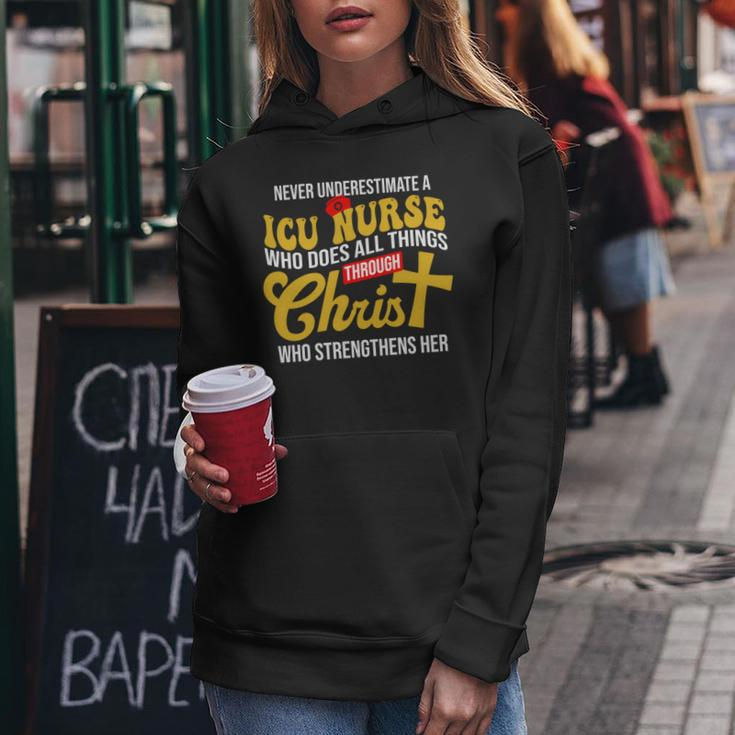 Never Underestimate A Icu Nurse Who Does All Things Women Hoodie Funny Gifts