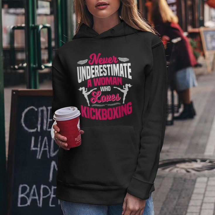Never Underestimate A Woman Who Loves Kickboxing Kickboxer Women Hoodie Unique Gifts