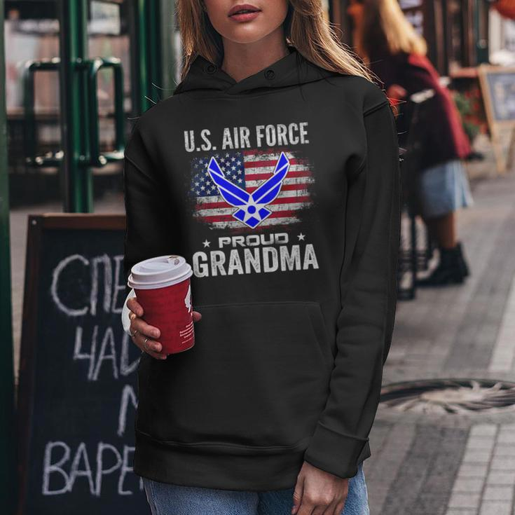 Us Air Force Proud Grandma With American Flag Veteran Women Hoodie Unique Gifts