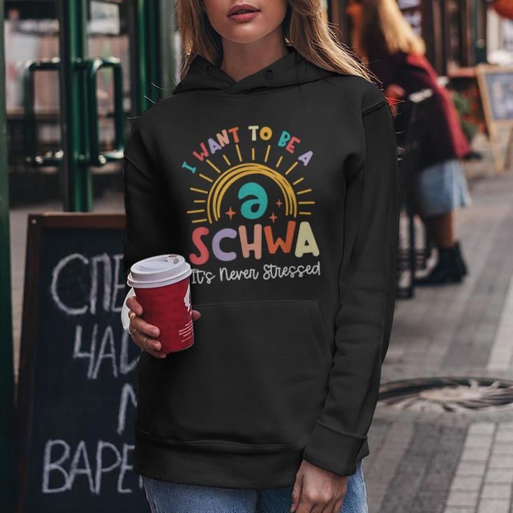 I Want To Be A Schwa It Never Stressed Teacher Rainbow Women Hoodie Unique Gifts