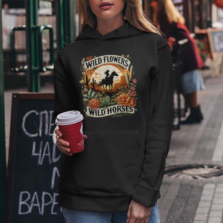 Wild Flowers Wild Horses Southern Cowgirl Riding Horse Women Hoodie Unique Gifts