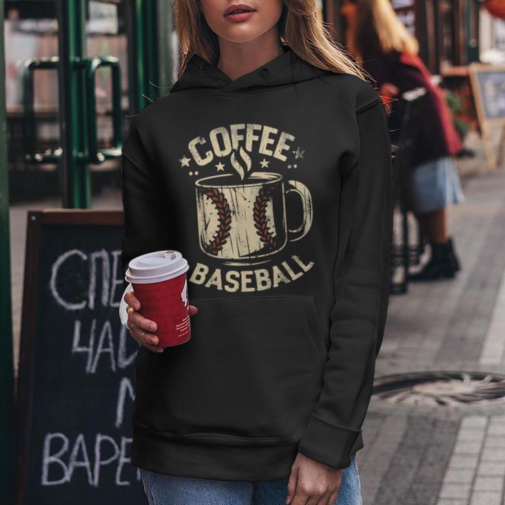 Wochenenden Kaffee Baseball Retro Baseball Mama Papa Kapuzenpullover für Damen Lustige Geschenke