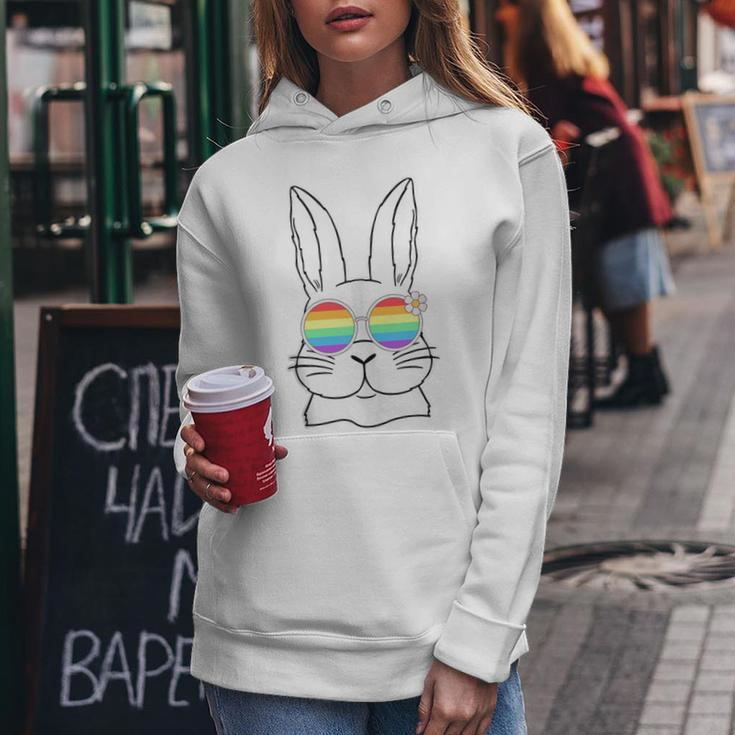 Bunny Gay Pride Lgbtq Bunny Rainbow Sunglasses Happy Easter Women Hoodie Unique Gifts
