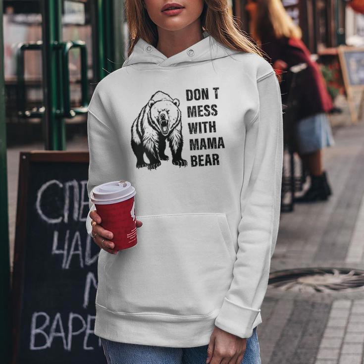 Damen Retro Don't Mess With Mama Bear Lustiger Muttertag Mit-Ausschnitt Kapuzenpullover für Damen Lustige Geschenke