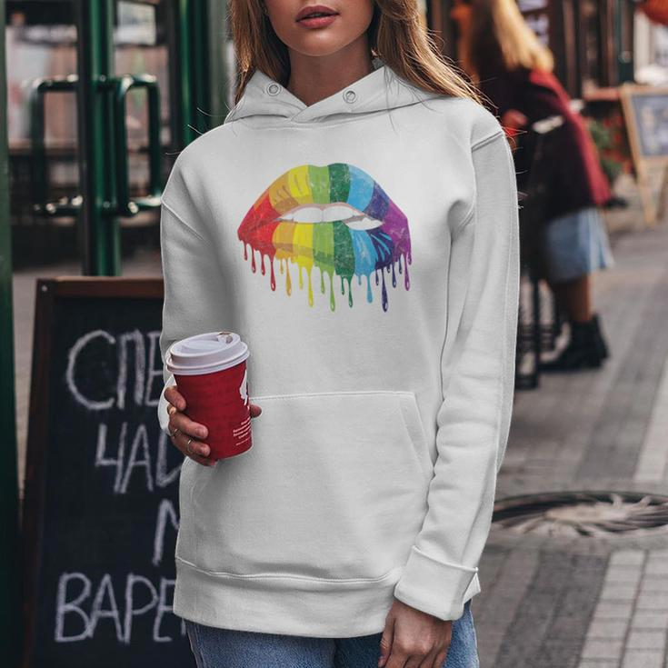 Gay Pride Equality Of Rainbow Drip Lip Biting Of Lgbt Women Hoodie Unique Gifts
